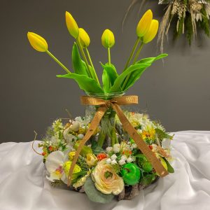 Faux Flower Table Wreath